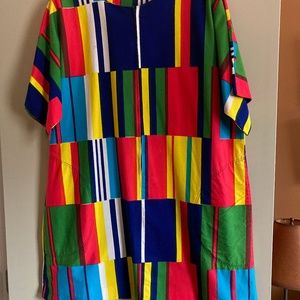 Vintage Marimeko dress. Multicolored stripes.
